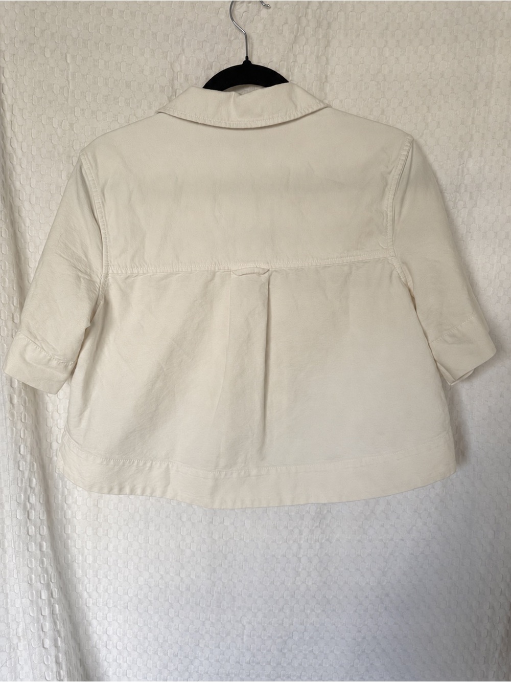 Everlane Ivory Organic Cotton Cropped Utility Shirt Top Size Medium - Picture 6 of 6
